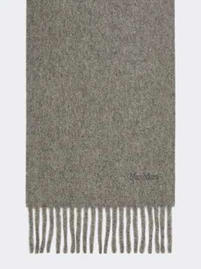 Max Mara Wool Scarf With Embroidery In Gray