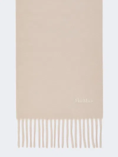 Max Mara Wool Scarf With Embroidery In Neutral