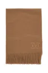 Max Mara Wool Scarf With Subtle Logo In Brown