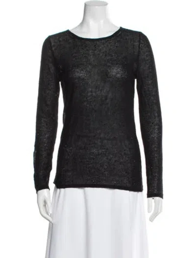 Pre-owned Max Mara Wool Scoop Neck Sweater In Black