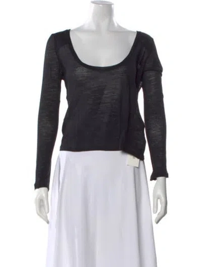 Pre-owned Max Mara Wool Scoop Neck Top In Black