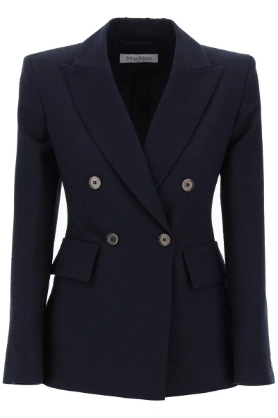 Max Mara Wool Seersucker Albero Bl In Blue