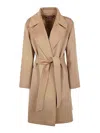 Max Mara Belted Long-sleeved Coat In Camel