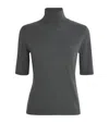 Max Mara Wool Short-sleeve Sweater In Gray
