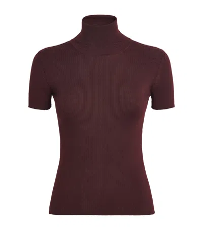 Max Mara Wool Short-sleeve Sweater In Burgundy