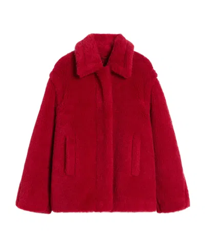 Max Mara Cropped Teddy Coat In Alpaca And Wool In Red