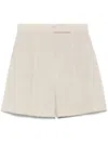 Max Mara Wool Pleated Shorts Button Detailing In Beige