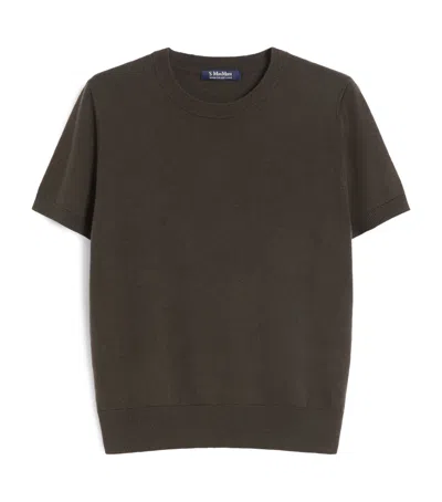 Max Mara Wool Short-sleeve Sweater In Green