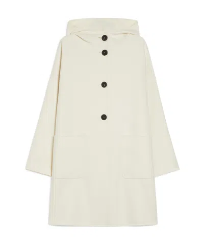Max Mara Wool Silhouette Parka In White