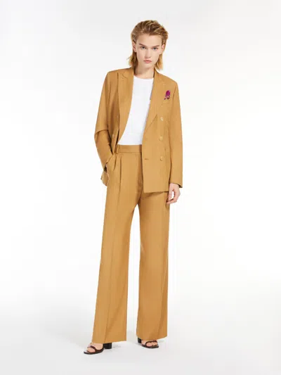 Max Mara Wool, Silk And Mohair Wide-leg Trousers In Brown
