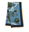 Max Mara Wool-silk Botanical Square Scarf In Blue