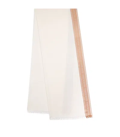 Max Mara Wool-silk Logo Stole In Brown
