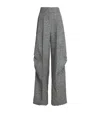 Max Mara Womens White Black Simone Wide-leg Wool-and-silk Trousers In Multi