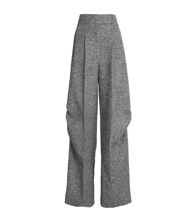 MAX MARA WOOL-SILK TWEED TROUSERS