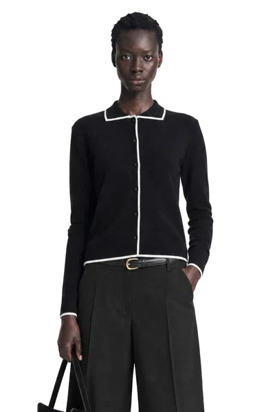 Max Mara Wool Silk Yarn Cardigan In Black&white