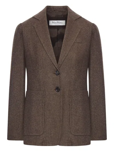 Max Mara Virgin Wool Single Breasted Tailored Jacket In Brown