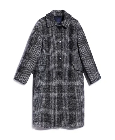 Max Mara Wool Single-breasted Plaid Coat In Black