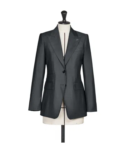 Max Mara Wool Single-breasted Suit Coat In Gray