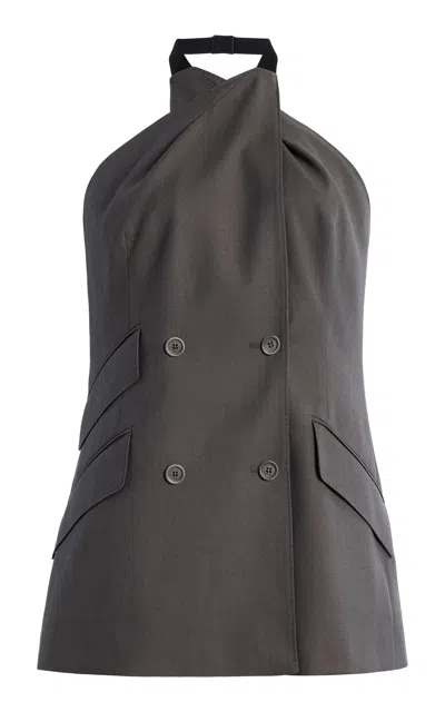 Max Mara Wool Sleeveless Blazer In Gray