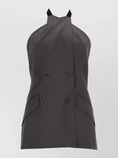 Max Mara Sleeveless Wool Top In Gray