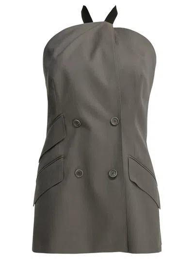 Max Mara Sleeveless Grey Virgin Wool Jacket In Gray