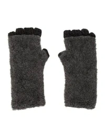 Pre-owned Max Mara Wool Solid Gloves In Grey