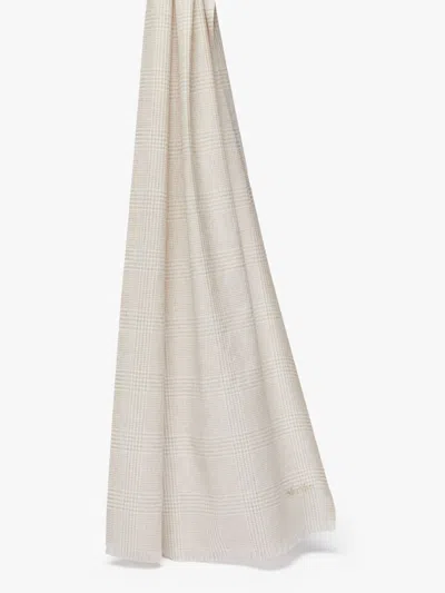 Max Mara Wool Stole With Logo In Neutral