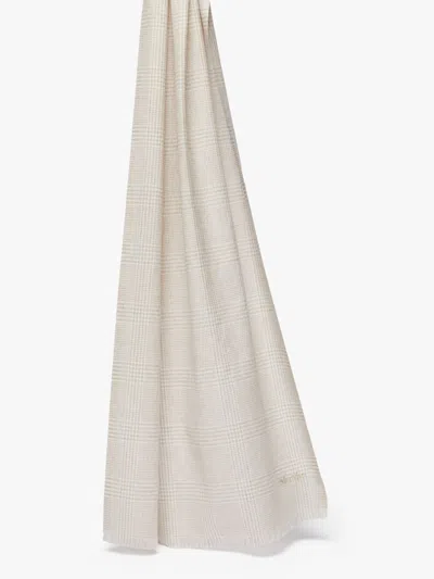 Max Mara Wool Stole With Logo In Sand