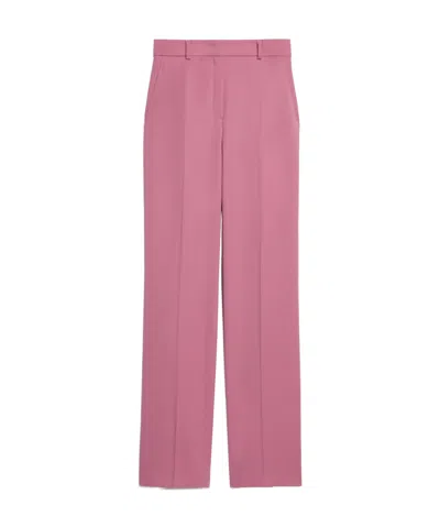 Max Mara Wool Straight Casual Pants In Pink
