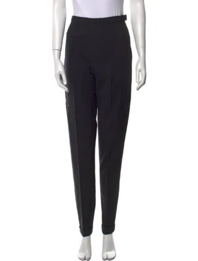 Pre-owned Max Mara Wool Straight Leg Pants In Black