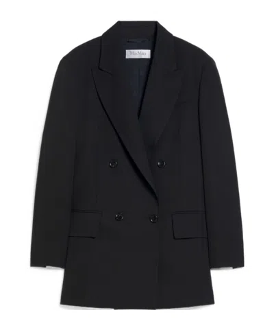 Max Mara Wool Straight Suit Coat In Black