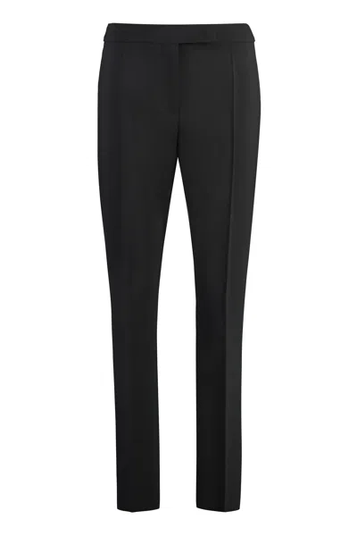 Max Mara Wool Straight-leg Trousers For Women In Black