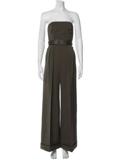 Pre-owned Max Mara Wool Strapless Jumpsuit In Green