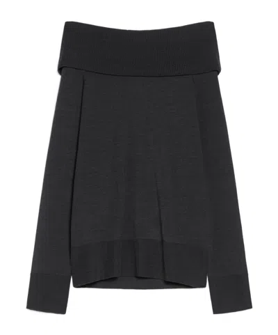 Max Mara Wool Strapless Sweater In Black