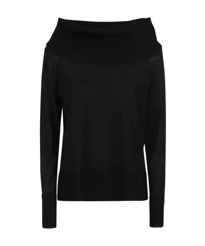 Max Mara Wool Strapless Sweater In Black