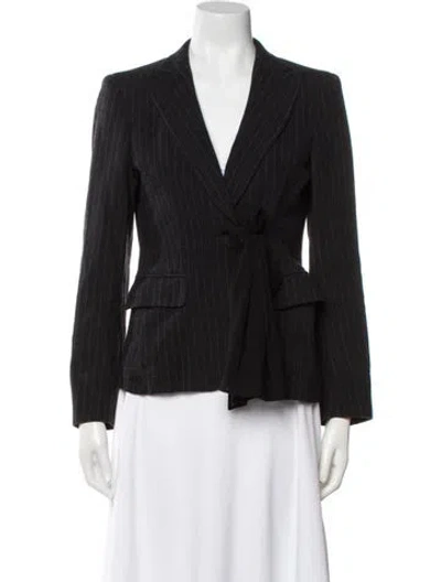 Pre-owned Max Mara Wool Striped Blazer In Black