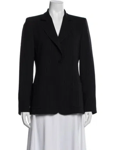 Pre-owned Max Mara Wool Striped Blazer In Black