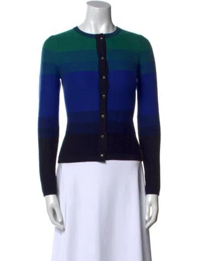 Pre-owned Max Mara Wool Striped Sweater In Blue