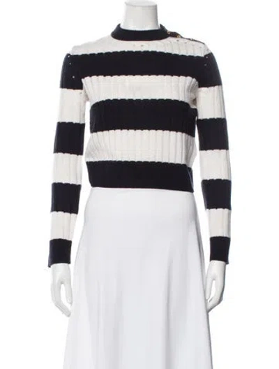 Pre-owned Max Mara Wool Striped Sweater In Blue