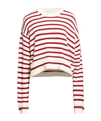 Max Mara Wool Striped Sweater In Pink