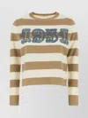 Max Mara Wool Sweater With Embroidered Stripes And Crew Neck