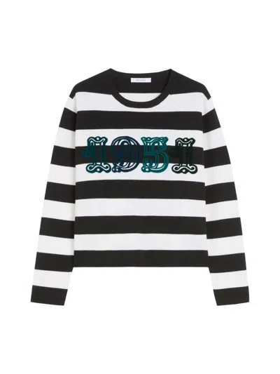 Max Mara Wool Sweater With Embroidery In Black