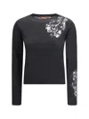 Max Mara Wool Sweater With Lace Inserts In Black