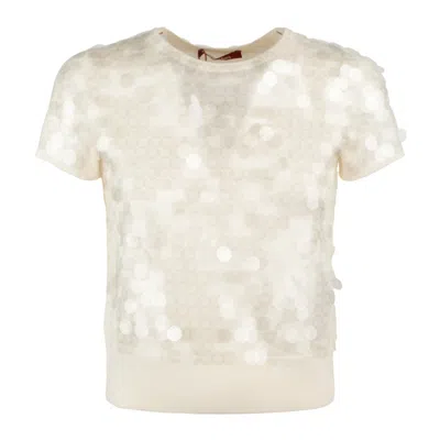 Max Mara Wool Sweater With Sequins Ivory In White