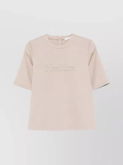 Max Mara Wool T-shirt Embroidered Logo In Pink