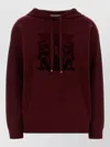 Max Mara Wool Taddeo Sweatshirt Hood Drawstring Ribbed In Burgundy