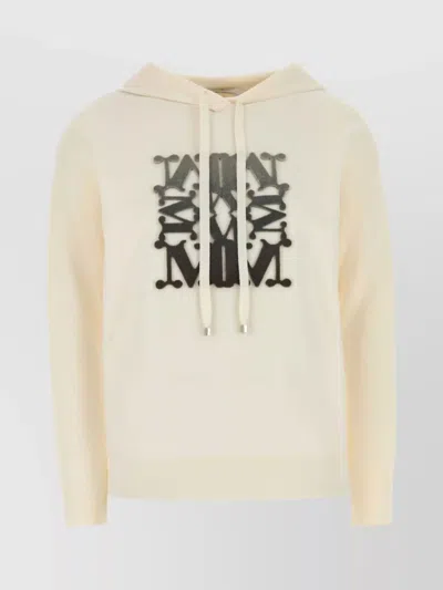 Max Mara Wool Taddeo Sweatshirt With Hood And Drawstring In Neutral