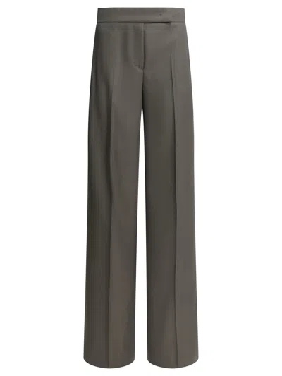 Max Mara Wool Tailored Pants Trousers Grey In Gray