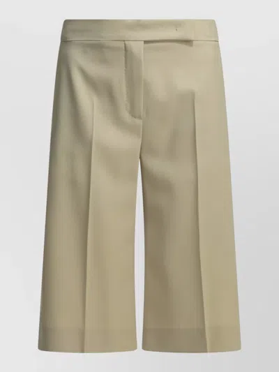 MAX MARA WOOL TAILORED SHORTS PLEATS BUTTONED BACK POCKETS