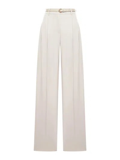 Max Mara Wool Tassel Entry Trousers In Neutral